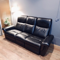 ☑️メル売約済　馬場家具本革張り40万電動リクライニング3人掛けソファー超極上コンディション