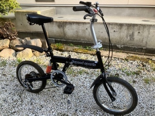 343、【美車】折りたたみ自転車16インチ(リアサス、変速付き)
