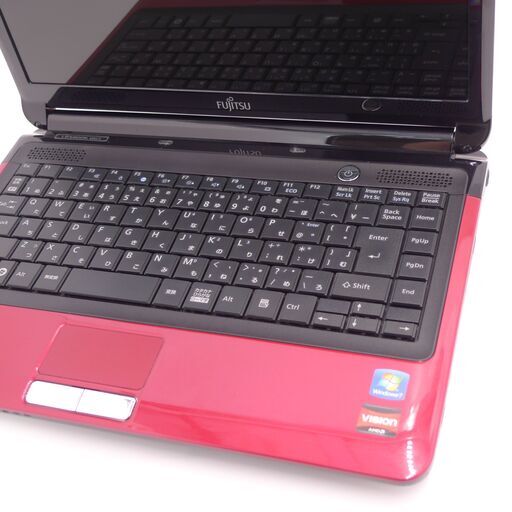 中古美品 赤色 ノートパソコン 14型ワイド FUJITSU 富士通 LH52/C AMD