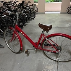 自転車24 赤色　カゴ付き