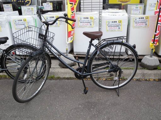 売約済【恵庭】即納車可！6段切り替え自転車　前かご付き　27インチ　中古