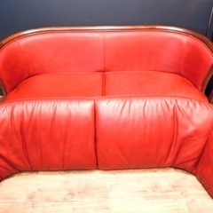 ☑️ヤフ売約済　奇跡の芸術アンティークマルニ本革65万地中海ロイヤル3人掛けソファー　カリモク