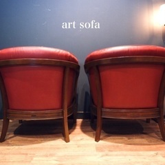 ☑️ヤフ売約済　Vintageマルニ木工70万地中海ロイヤル本革1人掛けソファー×2