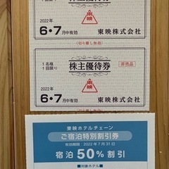 東映株主優待券と東映ホテルご宿泊特別割引券