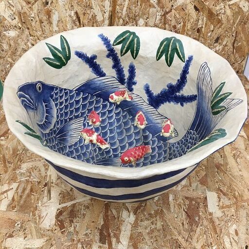 Wa154　張り子 鯛皿・鯉鉢 2点セット　平野明 Wa154 張り子 鯛皿・鯉鉢 2点セット 平野明