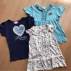 【ブルー系】女児服 Tシャツ 130㎝ 3枚セット