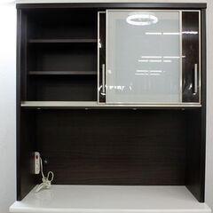 ニトリ キッチンボード ポスティア 幅100 ハイグロスブラウン ブルモーション 食器棚 2018年製   中古家具 店頭引取歓迎 R5988)