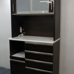 ニトリ キッチンボード ポスティア 幅100 ハイグロスブラウン ブル