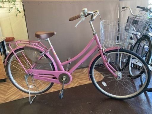 【LEDオートライト】26インチ　自転車　ピンク