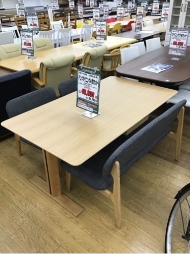 KF-12【ご来店頂ける方限定】新入荷　アウトレット　ベンチダイニング4点セット　ナチュラル