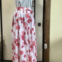 浴衣リメイク　ロングスカート　桜の花柄
