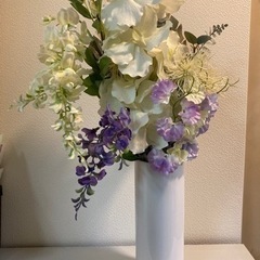 【取引者決定しました】造花の花束(紫系)＆花瓶セット