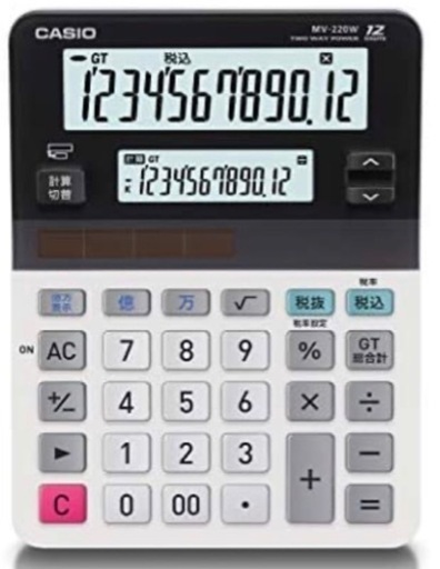 カシオ　珍しい２ディスプレイ電卓　MV-220W