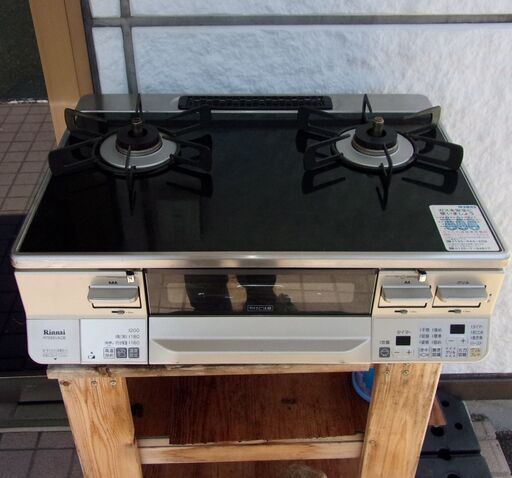 【お値打ち品‼】JM15470)リンナイ ガラストップ ガスコンロ グリル付きガステーブル RTE65VACBL 2019年製 都市ガス用 中古品 【取りに来られる方限定】