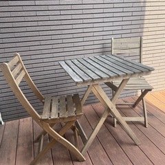 IKEA/屋外用チェア＆テーブル/折り畳み/ベランダ/デッキセット