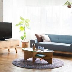 お洒落センターテーブル／NOCE BF6900 オーク突板 クリアガラス