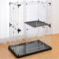 DCM ペットケージ 2段 ホワイト ネコケージ