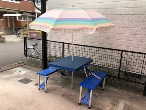 お話中 ビーチパラソル 折り畳みテーブル シンドバッド 西岐阜の家具の中古あげます 譲ります ジモティーで不用品の処分