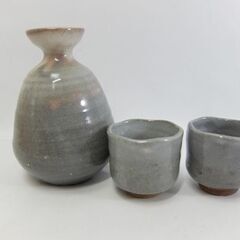 美品☆萩焼 江風庵 玉村松月 東窯 萩酒器 徳利 お猪口