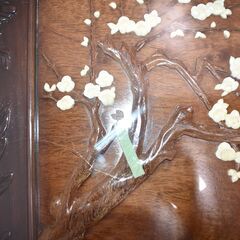 【ジモ取引終了6/28】≪y300≫良品 中澤唐木 高級 総紫檀 彫刻 ガラス天板 座卓/ローテーブル 日本伝統工芸/和製【240万】和室 40604-05