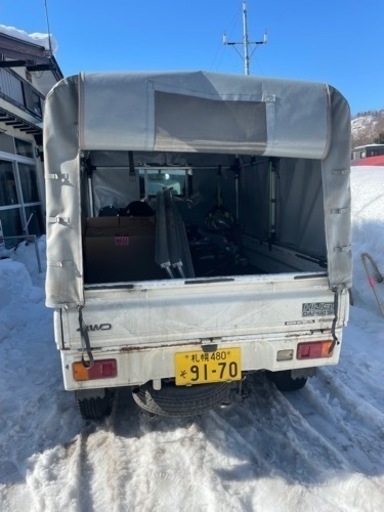 軽トラのアルミフレームホロ三方向開閉