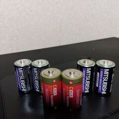 【✢取引成立!】🔋単２乾電池６個(三菱製４とダイソー２)