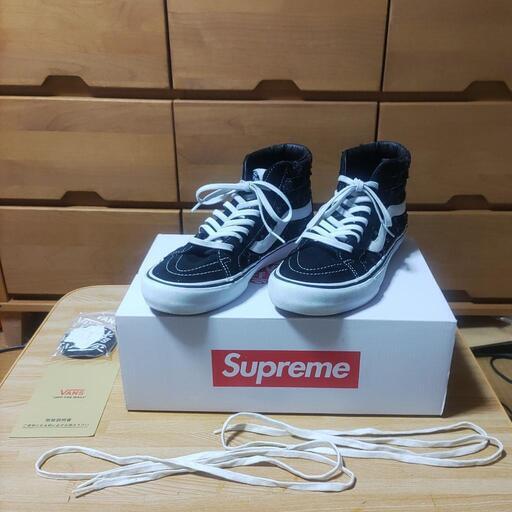 【美品】Supreme Vans Hole Punch Denim Sk8-Hi 27cm シュプリーム バ ンズ  デニム スケハイ スニーカ ー  デッキシューズ ブラック