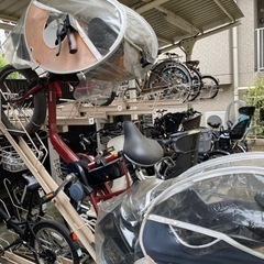 【お取引中】電動自転車　ジャンク　前後チャイルドシートあり　カバー付き