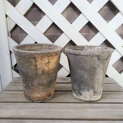 モスポット　グレー２個セット　植木鉢　何年も使ったような風合い　...