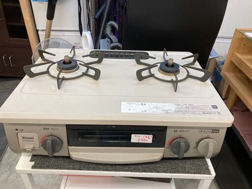 ☆中古￥11,400！【会員価格￥9,500】Rinnai　2口 ガスコンロ　家電　RTE564BEL型　都市ガス　【BF070】