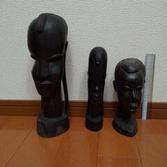 木工工芸品 アフリカ彫刻像 ３個まとめて