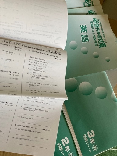 中学1〜3年までの参考書、問題集、DVD。入学準備問題集。