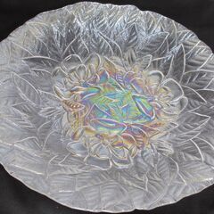 Sasaki Glass 大皿　34cm 花の集いコンポート　虹...