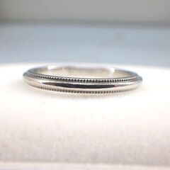 ティファニー / TIFFANY＆Co Pt950 ミルグレイン バンドリング　♯７.５ ２ｍｍ レディース　[4174]