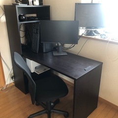 棚付きオフィスデスクとデスクチェアのセット