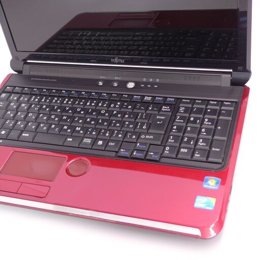 中古良品 日本製 15.6型 赤色 ノートパソコン 富士通 AH550/5B Core i5 4GB 500G DVDRW 無線 Wi-Fi カメラ Windows10 Office