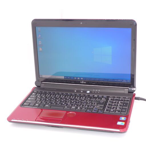 中古良品 日本製 15.6型 赤色 ノートパソコン 富士通 AH550/5B Core i5 4GB 500G DVDRW 無線 Wi-Fi カメラ Windows10 Office