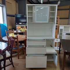 ニトリ　アルミナ２　１００ＫＢ　２枚スライド扉キッチンボード　白　【愛品倶楽部柏店】