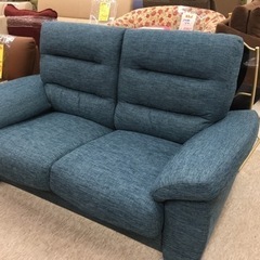 ファブリック2人掛けソファー ブルー