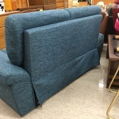 ダークブルー ファブリック 2人掛けソファ ソファー カウチソファ 2人掛ソファ スツール 3点セット ダークブルー
