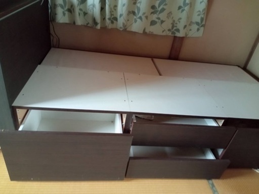 セミダブル・Newデザイン2杯収納コンセント付き・シナモングレージュ 7-3 セミダブル・Newデザイン2杯収納コンセント付ベッド・シナモン