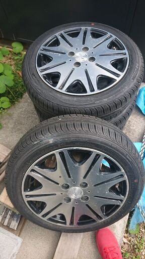 ★WORK(ワーク) Egars monoblock  シルバー＆ブラック 15×5J ＋45 4穴 PCD100 良品 145/65R15 9部山イボ有バリ山★軽自動車～コンパクトカー等幅広い車種へ装着可能！