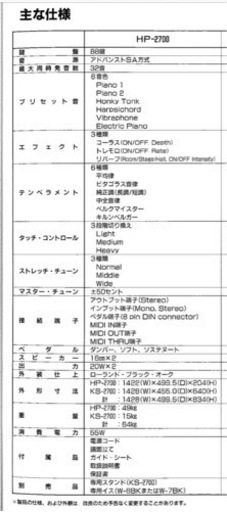 Roland HP2700 電子ピアノ【値下げしました】