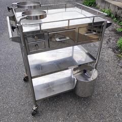 医療用ステンレスワゴン/ナースワゴン/回診用キャスター引出し付】什器ラック棚