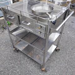 医療用ステンレスワゴン/ナースワゴン/回診用キャスター引出し付】什器ラック棚