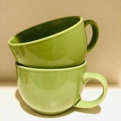 Lynns製　超特大サイズのグリーンマグカップをペアで