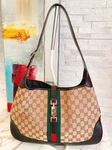 【美品・正規品】GUCCI ジャッキー シェリーライン GG柄キャンバス ワンショルダー