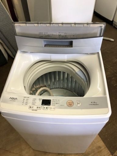 配送可能　2018年式　AQW-S45E-W 全自動洗濯機 ホワイト [洗濯4.5kg /乾燥機能無 /上開き]
