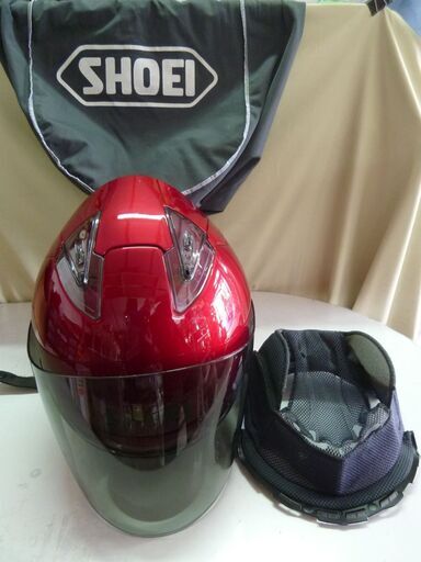 SHOEI J-FORCEⅢ/ヘルメット・艶ありワインレッド・MSIZE・中古品・本体・保存袋のみ※説明文お読みください