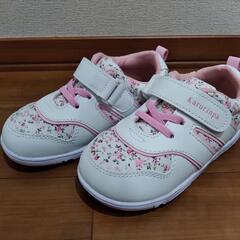 かるりんぱ 運動靴 花柄 ピンク ホワイト